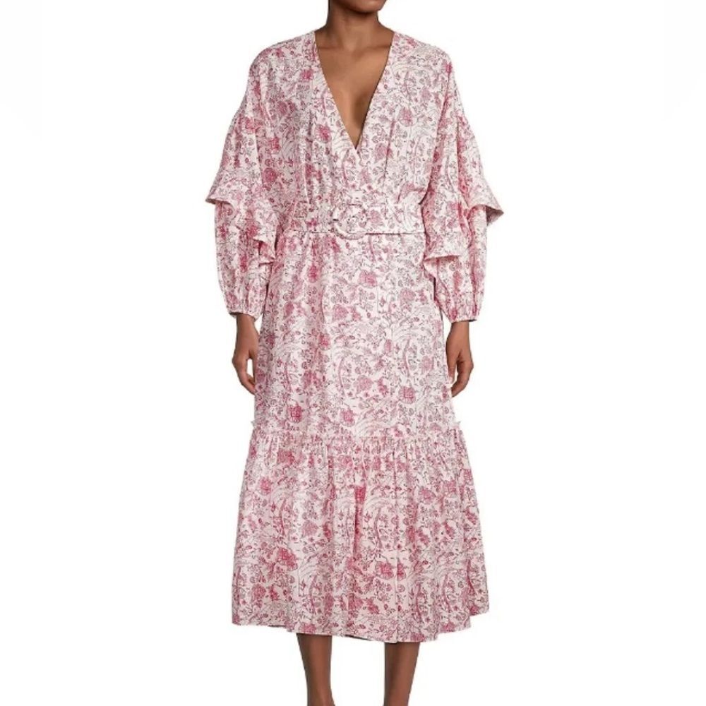 Ted Baker Size 14 / 6 Daritaa Floral Embroidered Wrap midi Dress large cottage